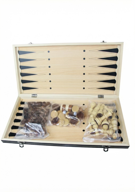 Шахматы,нарды,шашки 3 в 1 деревянные